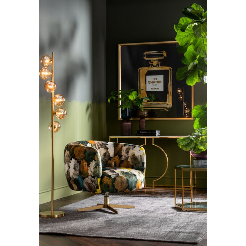 Swivel Armchair Peony Flower Yellow